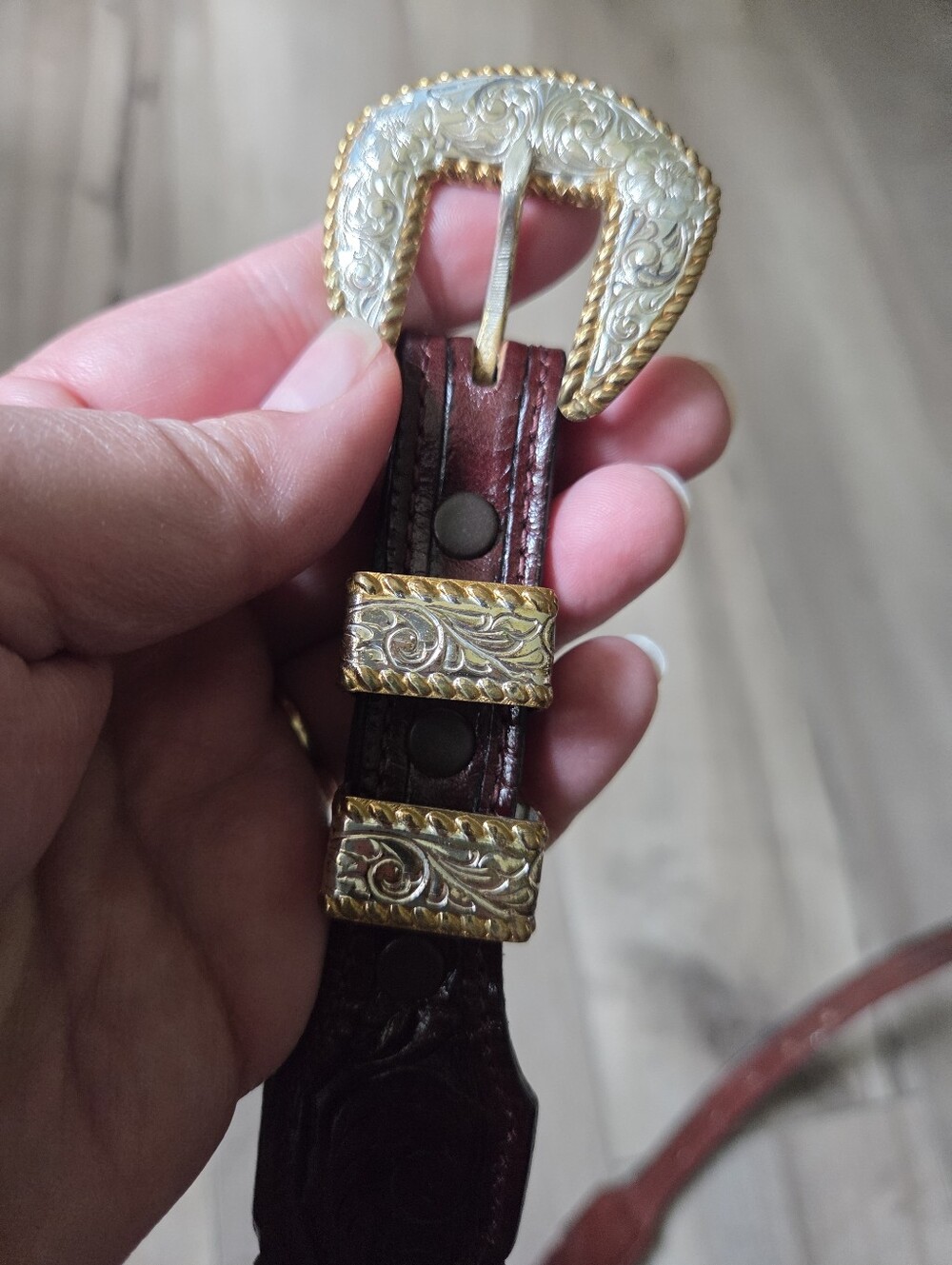 Nocona Leather Belt with Ornate Buckle